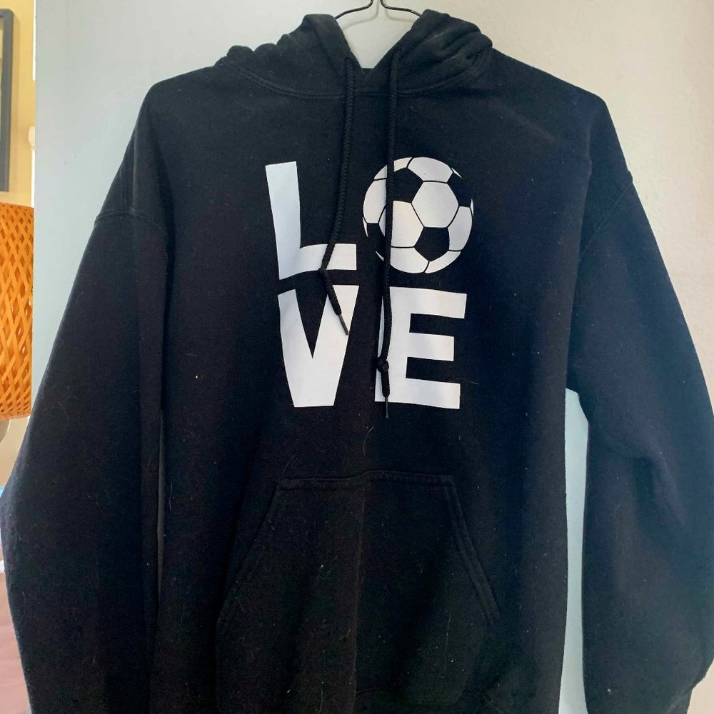 Love Soccer Hoodie Gildan Size Medium